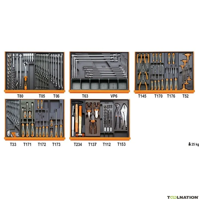 Beta 059041196 Set di utensili 153 pezzi con inserti in ABS sagomato